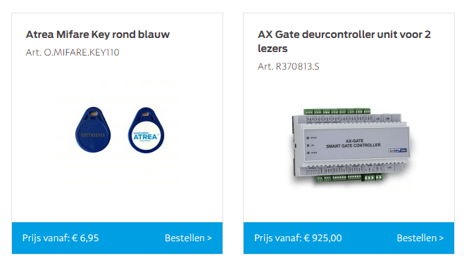 Atrea klantportal en webshop